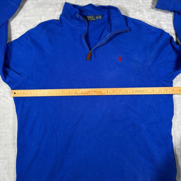 Polo Ralph Lauren Sweatshirt Mens XL Blue Ribbed Quarter Zip Preppy Pony Tech - Picture 9 of 10